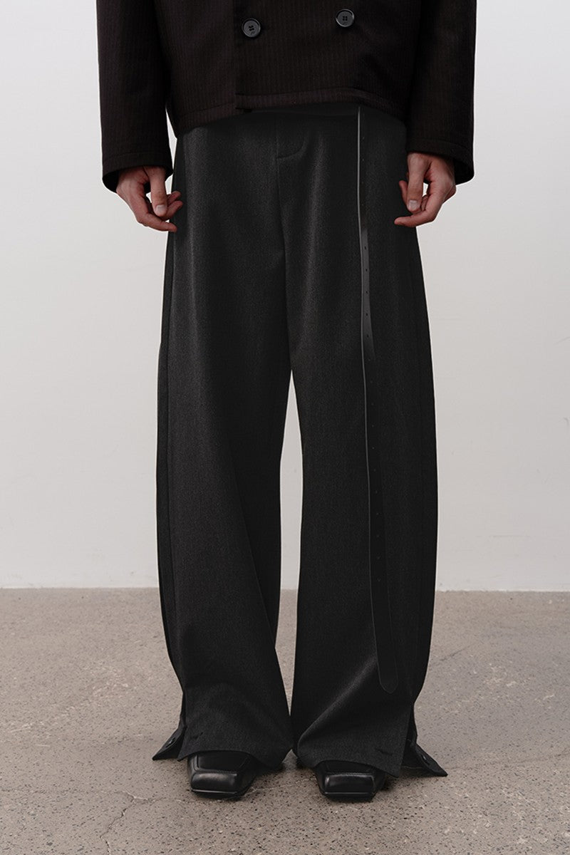 Side Pleated Wide Leg Trousers