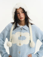 Floral Knit Polo Cardigan