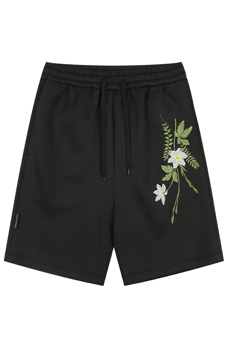 Floral Embroidered Sweat Shorts