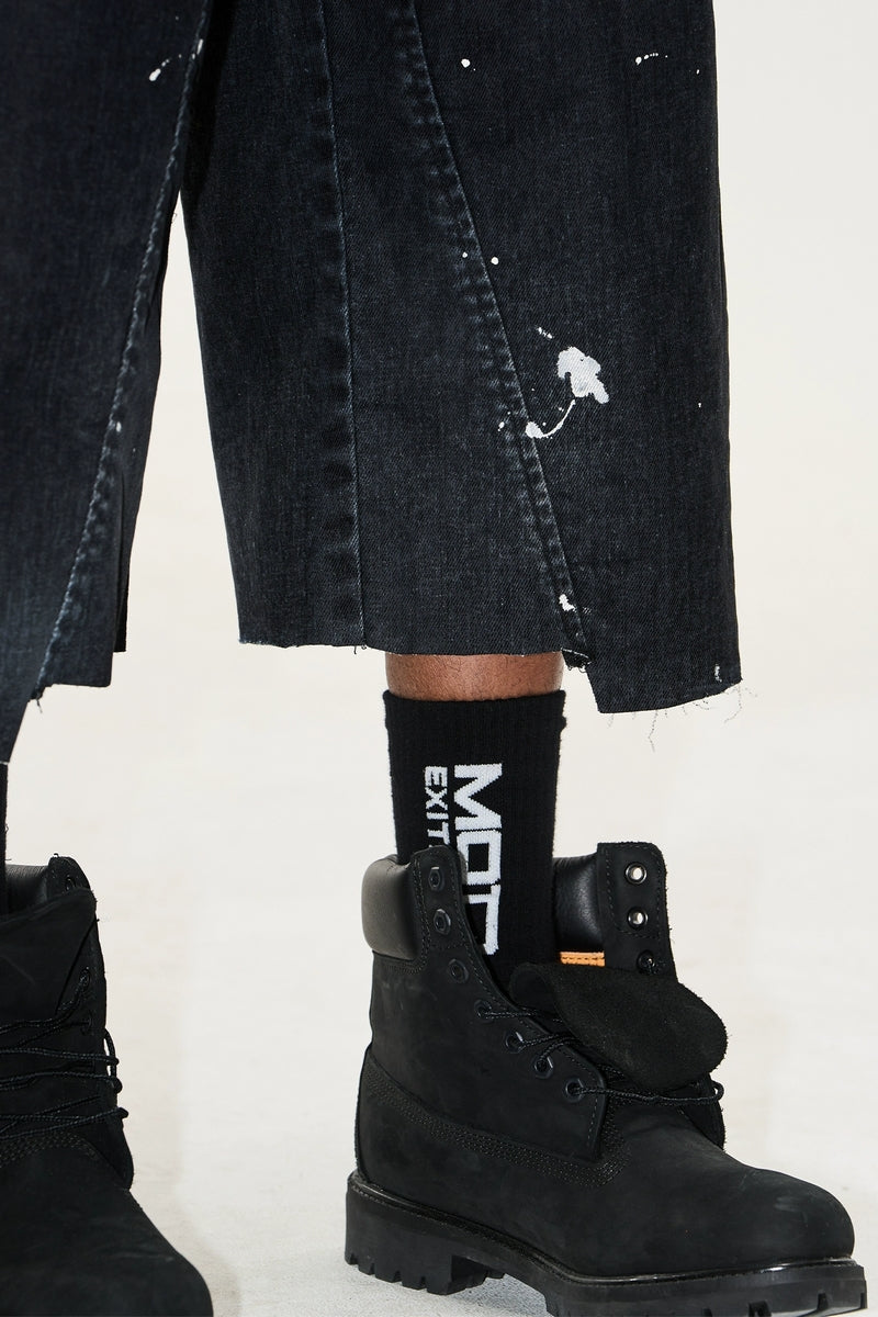 Washed Splatter Flocked Jorts