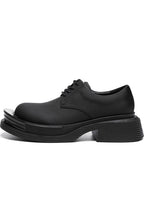 Black Leather Chunky Derby Shoes