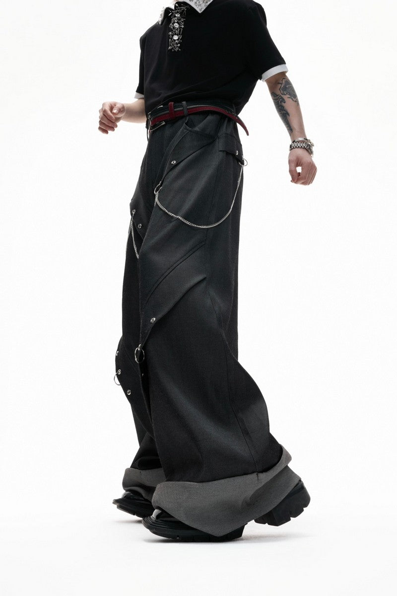 Chain Detail Wide Leg Pants