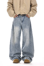 Washed Deconstructed Wide Jeans