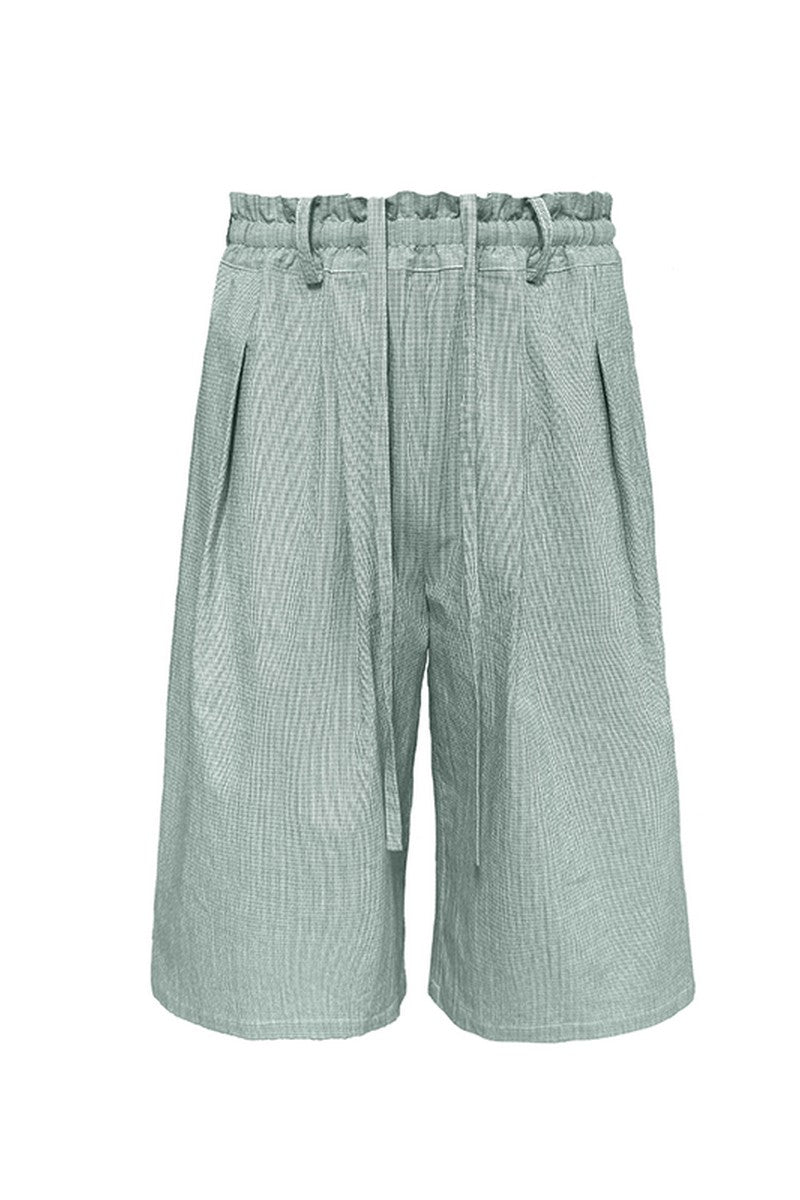 Plaid Pleated Capri Shorts