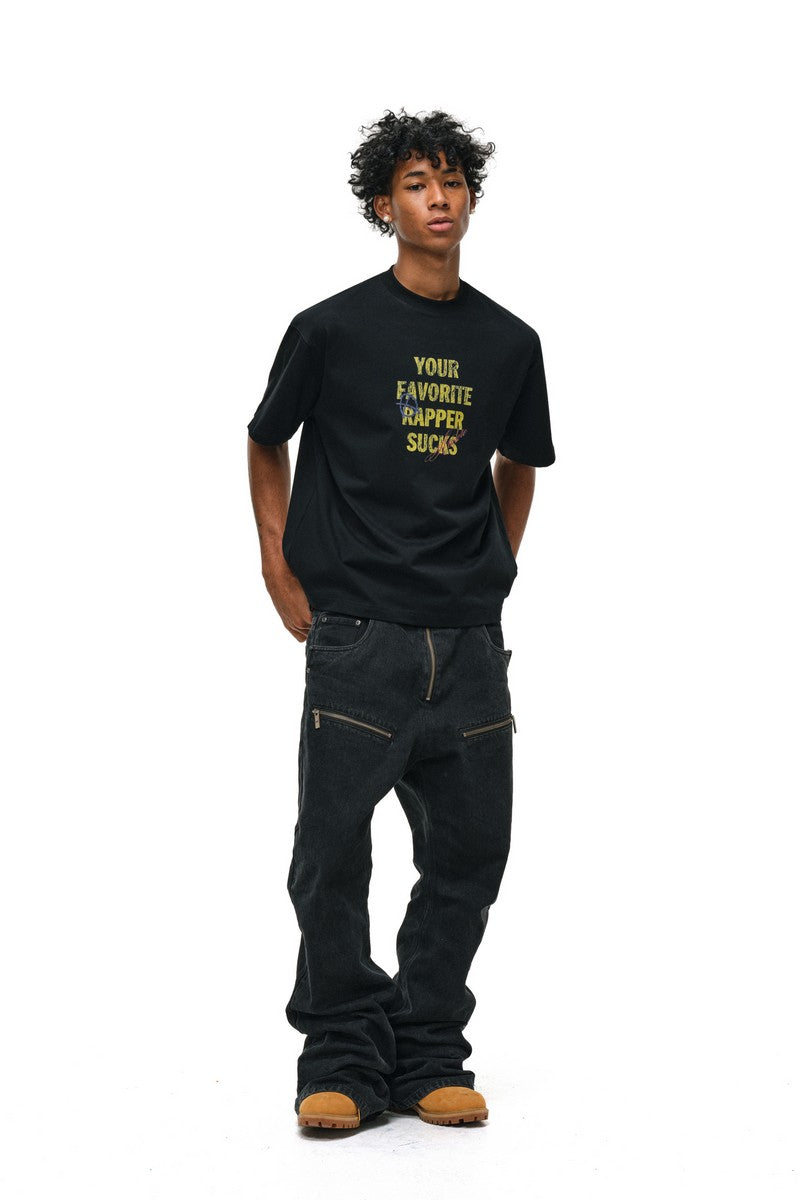 Distressed Slogan Print T-Shirt