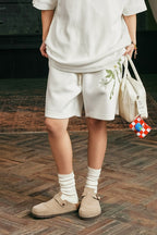 Floral Embroidered Sweat Shorts