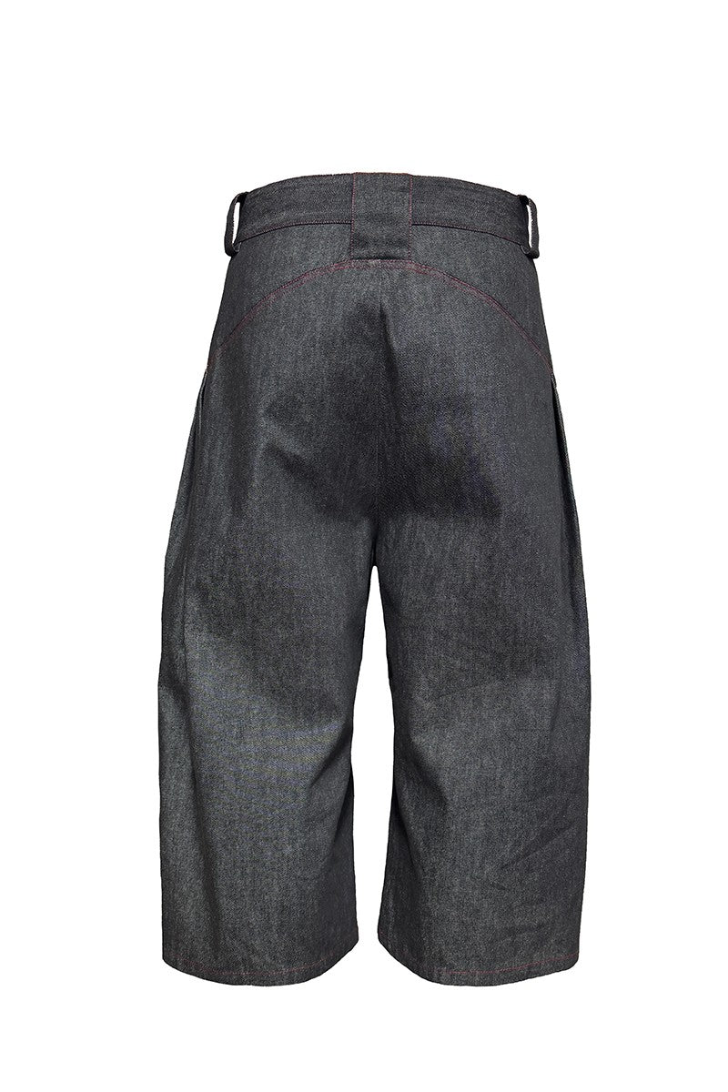 Pleated Raw Denim Jorts