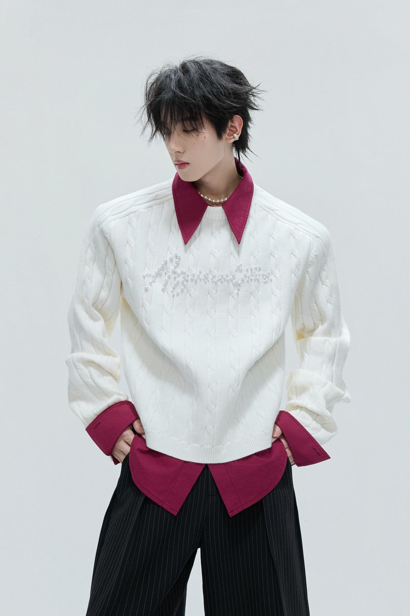 Layered Pearl Knit Sweater