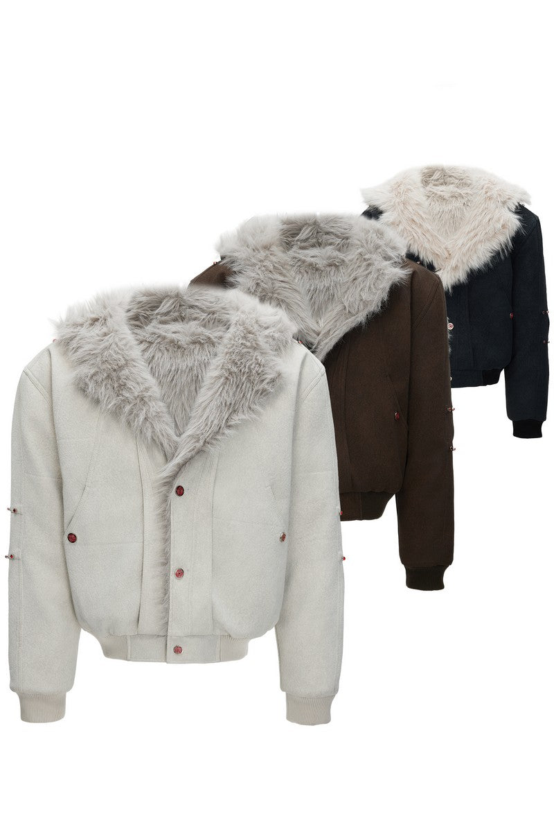 Faux Wolf Fur Puffer Jacket