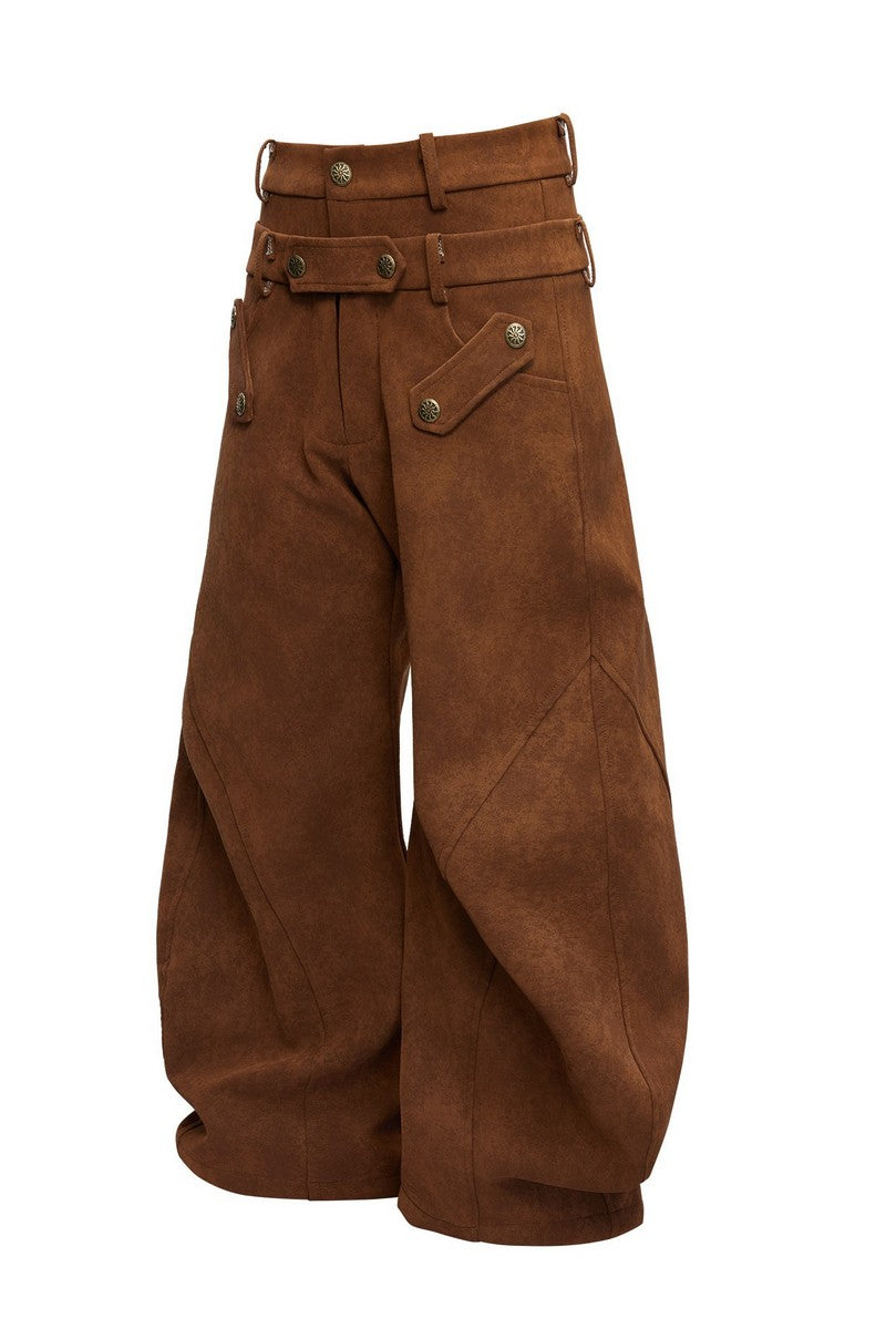 Vintage Suede Panel Blade Pants