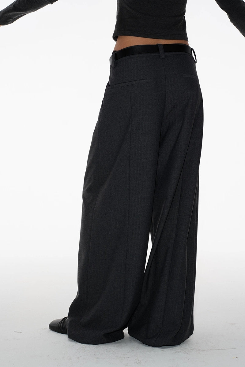 Herringbone Pleated Suit Pants