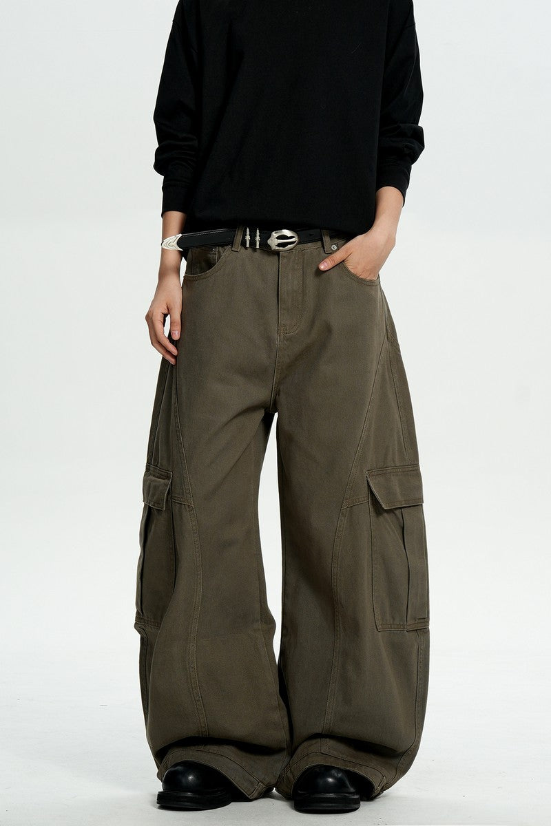 Brown Deconstructed Cargo Pants