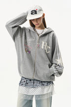 Polka Dot Zip Up Hoodie