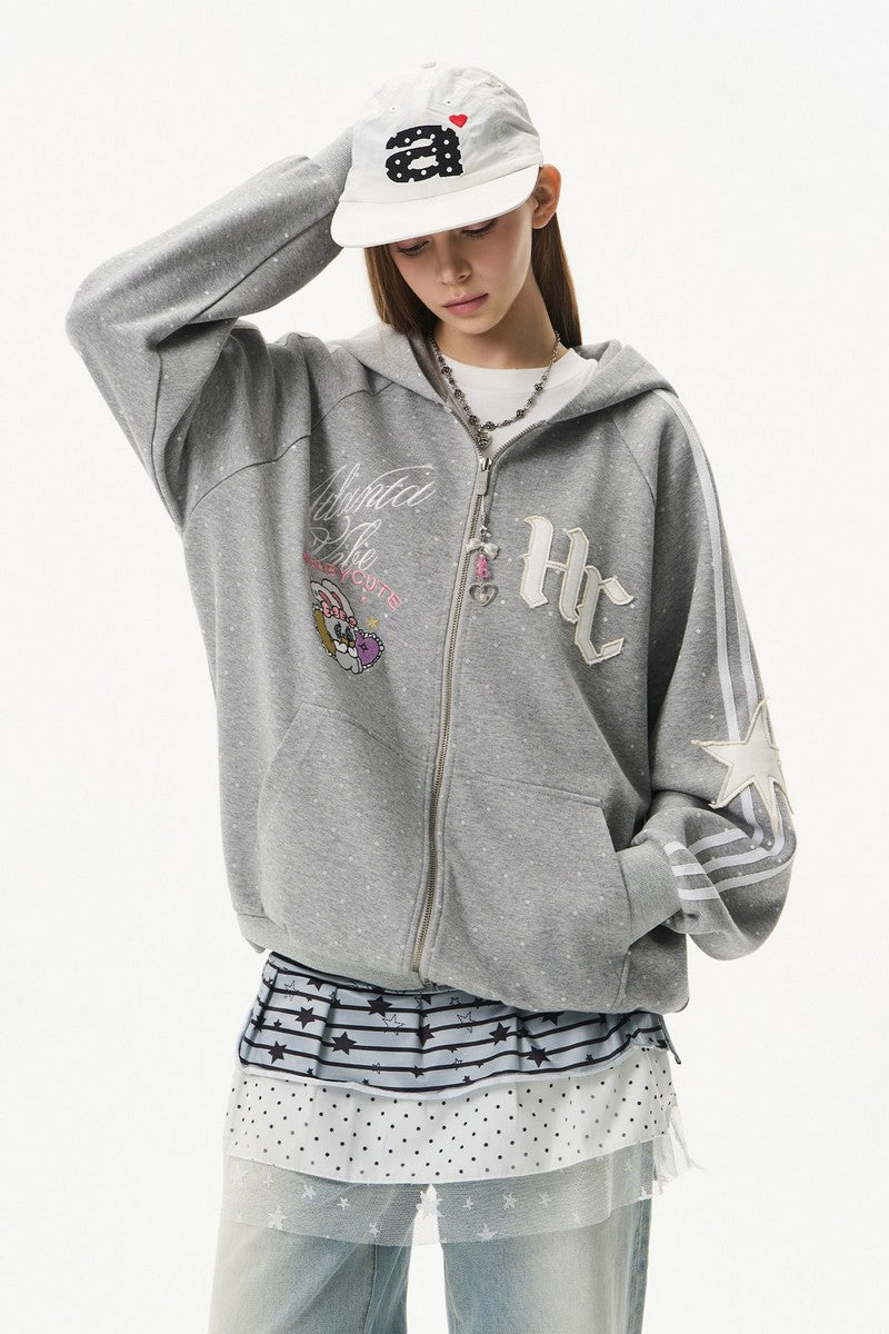 Polka Dot Zip Up Hoodie