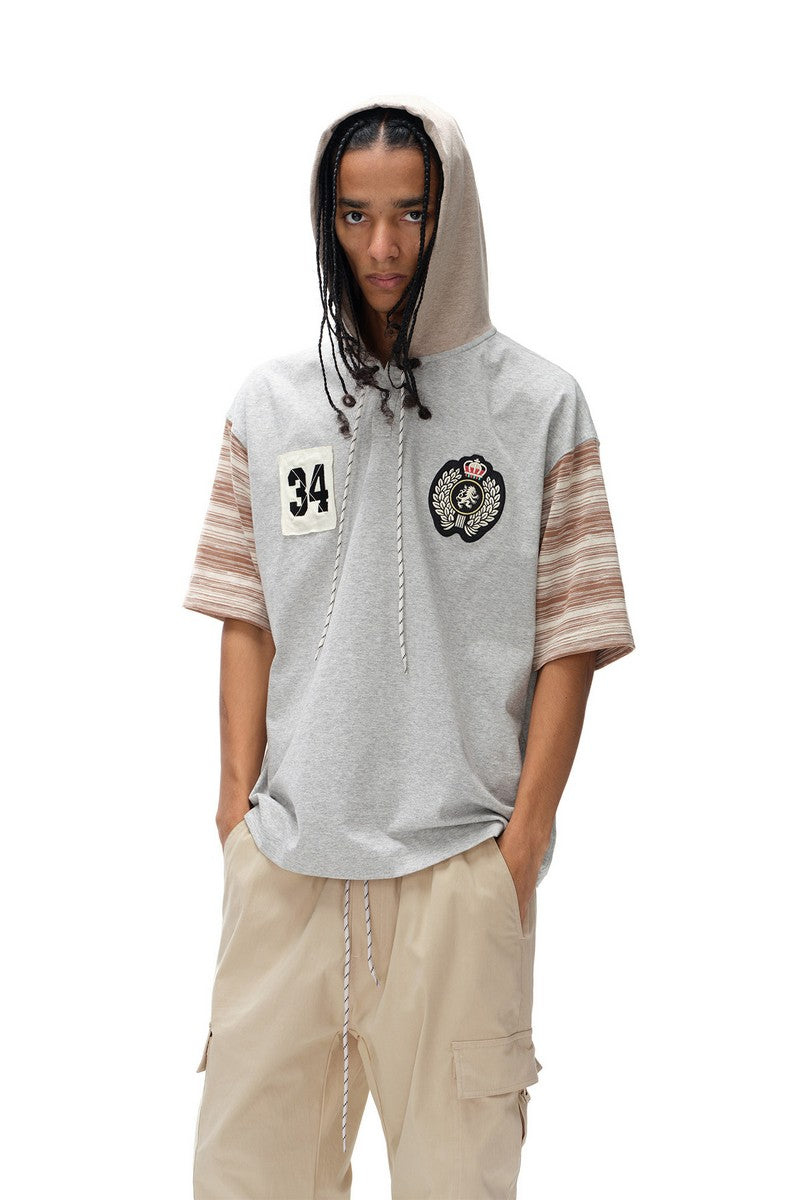 Hooded Striped Sports Tee