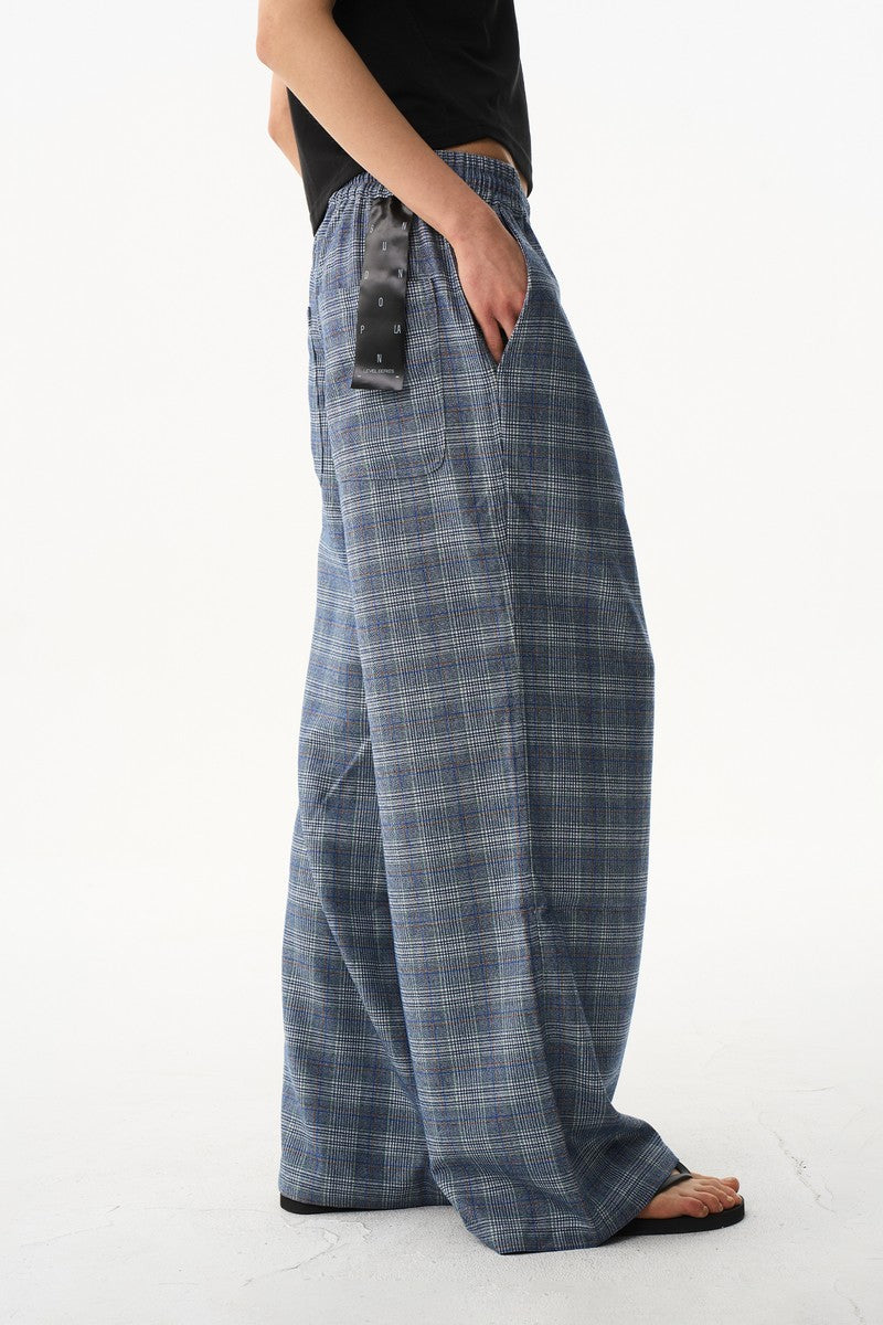 Leather Panel Straight Pants