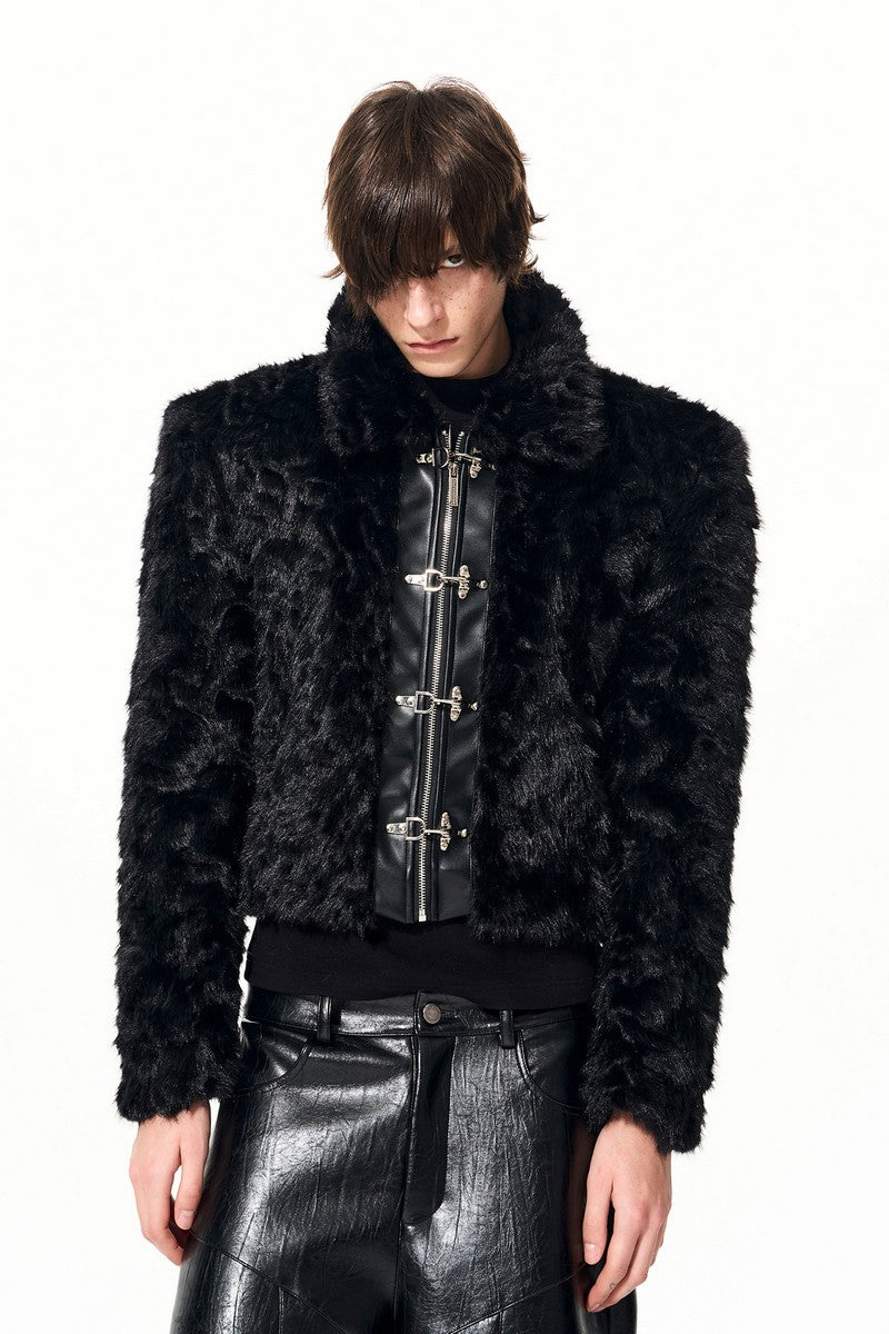 Faux Fur Metal Buckle Jacket