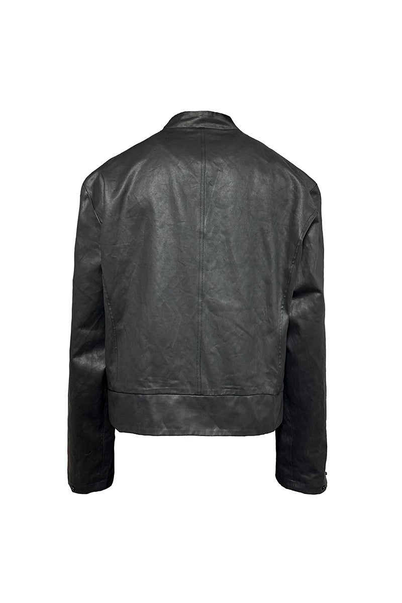 Structured Collar Leather Jacket