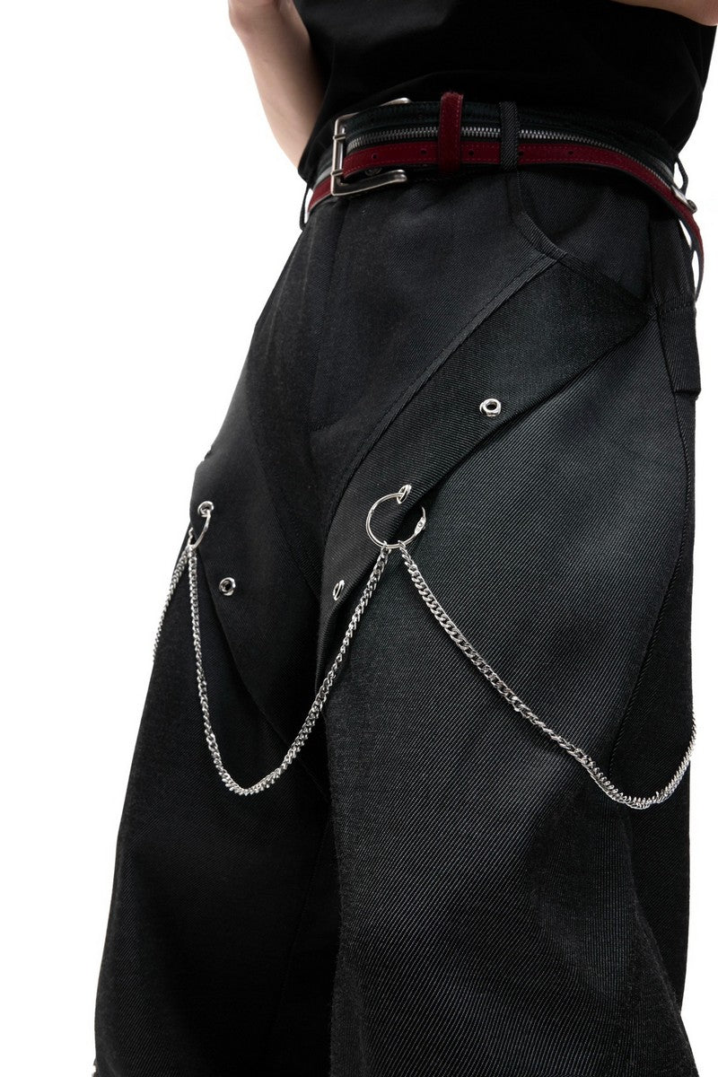Chain Detail Wide Leg Pants