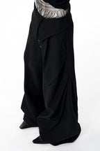 Foldable Waist Pinstripe Wide Pants