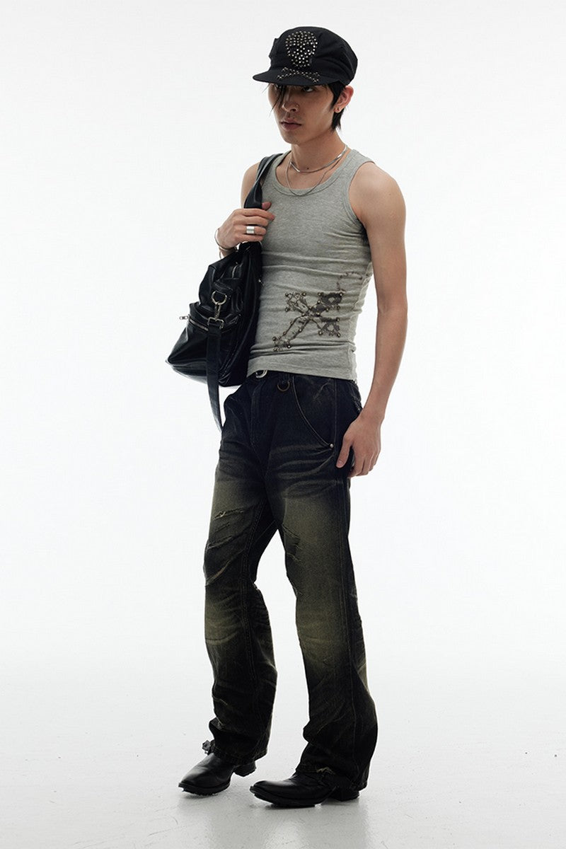 Washed Claw Straight Jeans