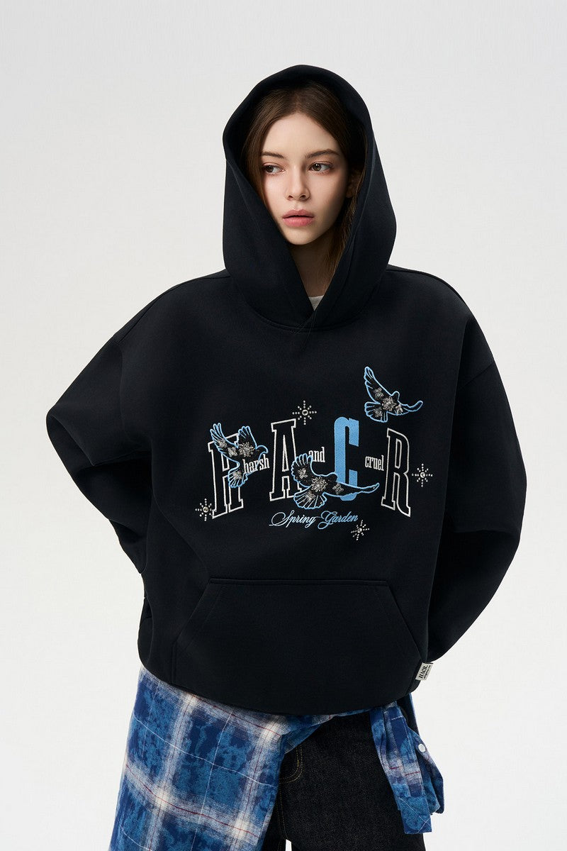 Tweed Patch Sequin Hoodie