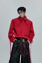 Detachable Bow Lace Trim Blouse