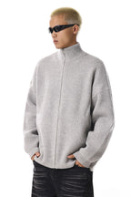 Grey Zip Knit Cardigan