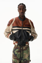 Distressed Patchwork Leather Jacket