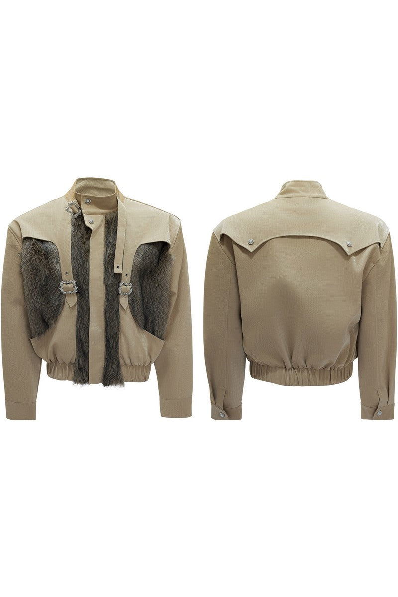 Crocodile Fleece Biker Jacket