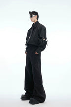 Strap Cutout Layered Button-Up Shirt