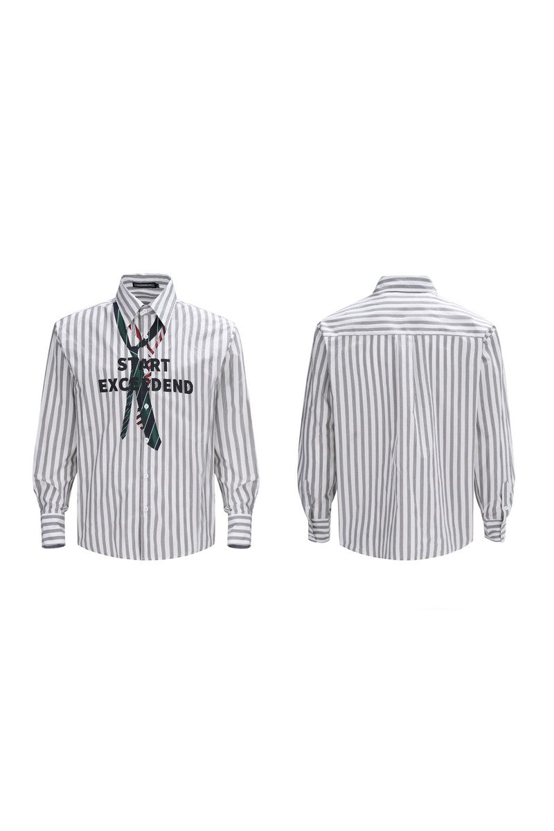 Striped Necktie Print Shirt
