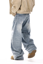 Washed Deconstructed Wide Jeans