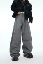 Double-Waist Layered Wide-Leg Trousers