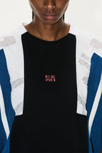 Colorblock Textured Embroidered Loose Tee