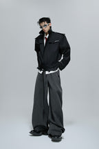 Deconstructed Striped Wide Leg Trousers