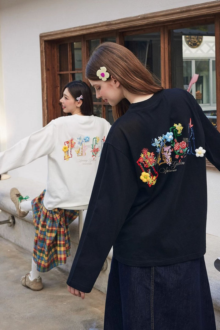 Yarn Flower Embroidery Tee