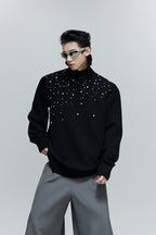 Pearl Embellished Cable Knit Sweater