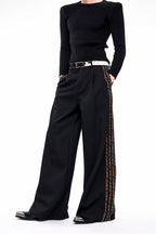 Striped Wide Leg Suit Trousers