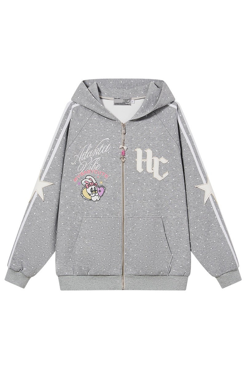 Polka Dot Zip Up Hoodie