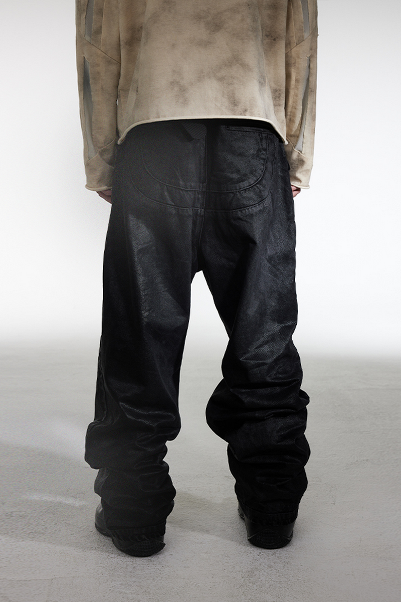 Waxed Patch Baggy Pants
