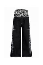 Leopard Patch Double Waist Jeans