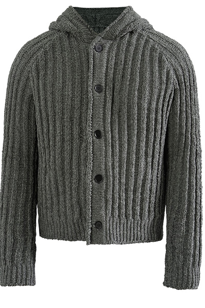 Ribbed Knit Hooded Sweater