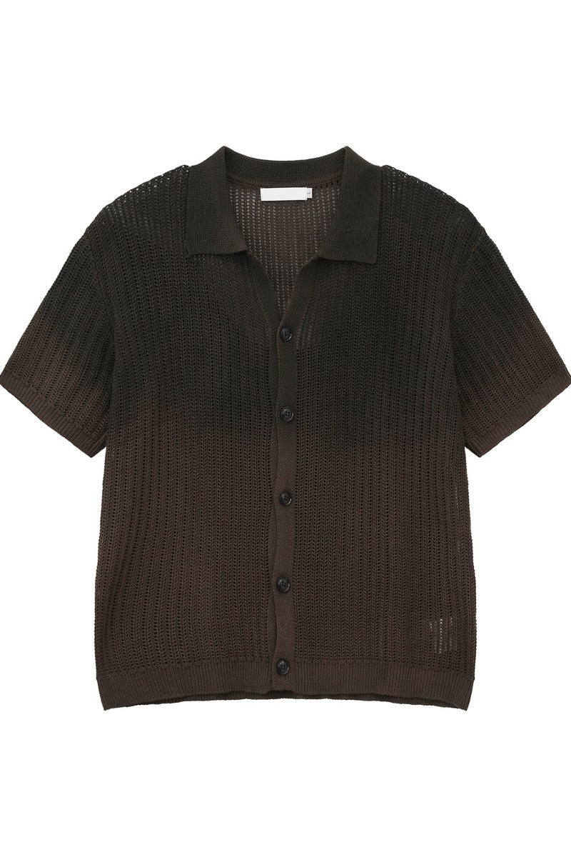 Ombre Wool Knit Polo Cardigan