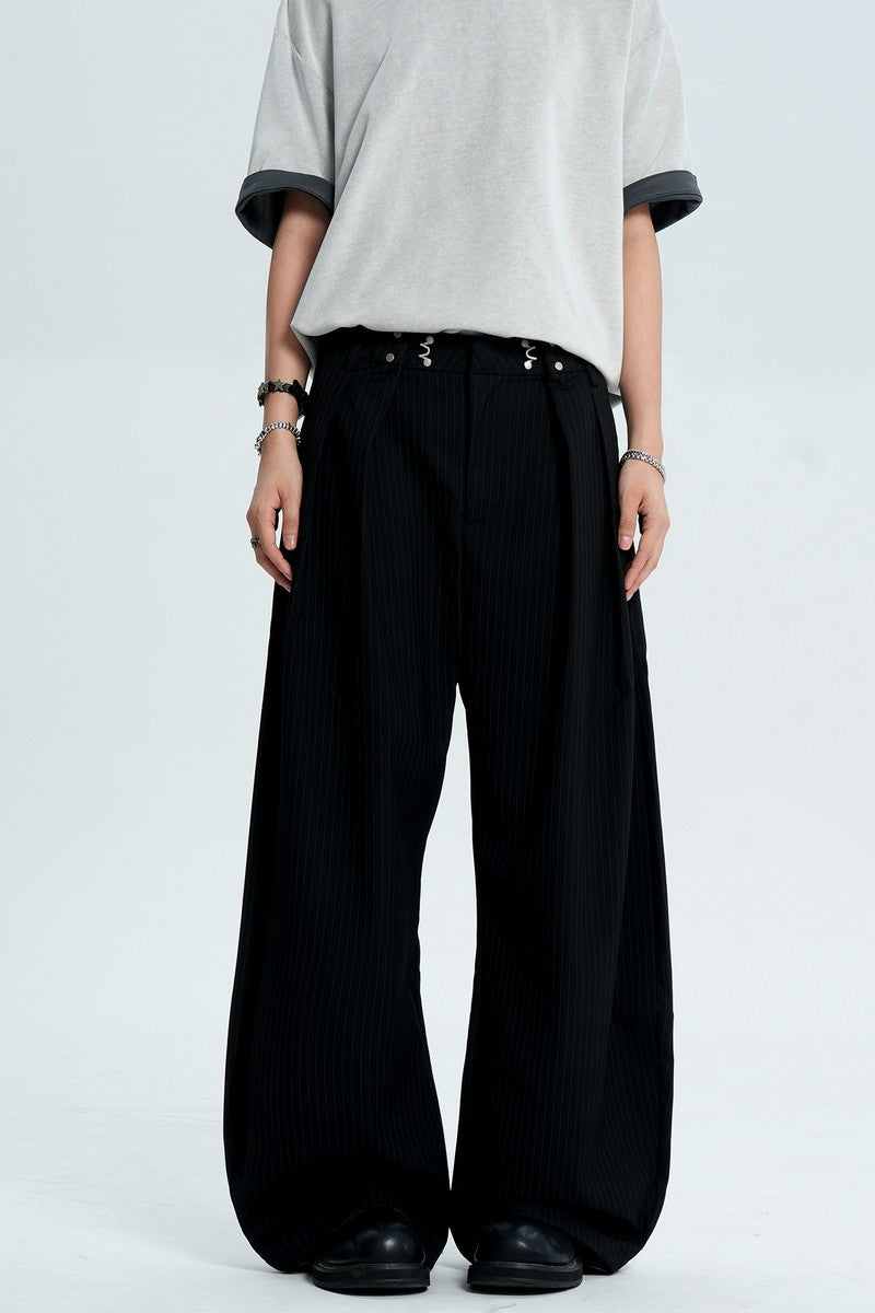 Striped Pleated Dress Pants