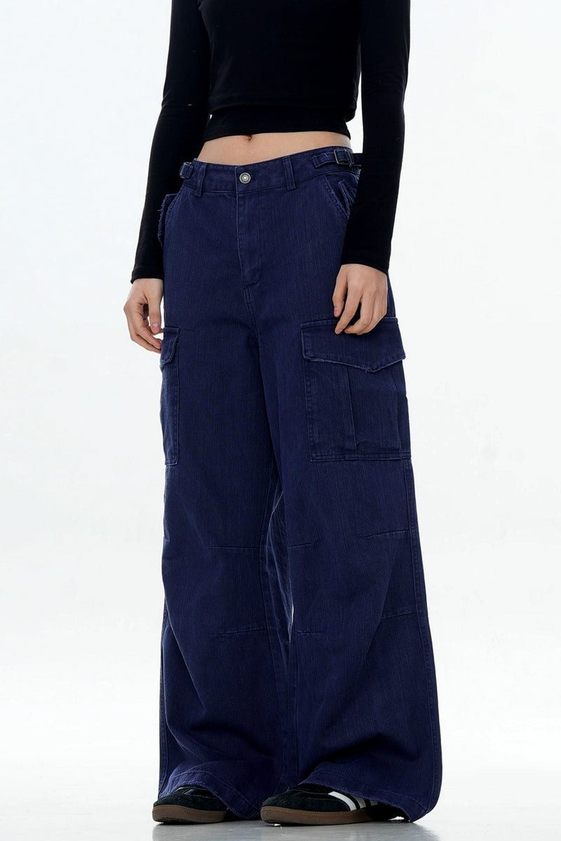 Textured Multi-Pocket Cargo Pants