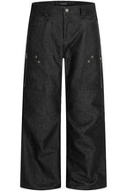 Raw Denim Black Wide Leg Jeans