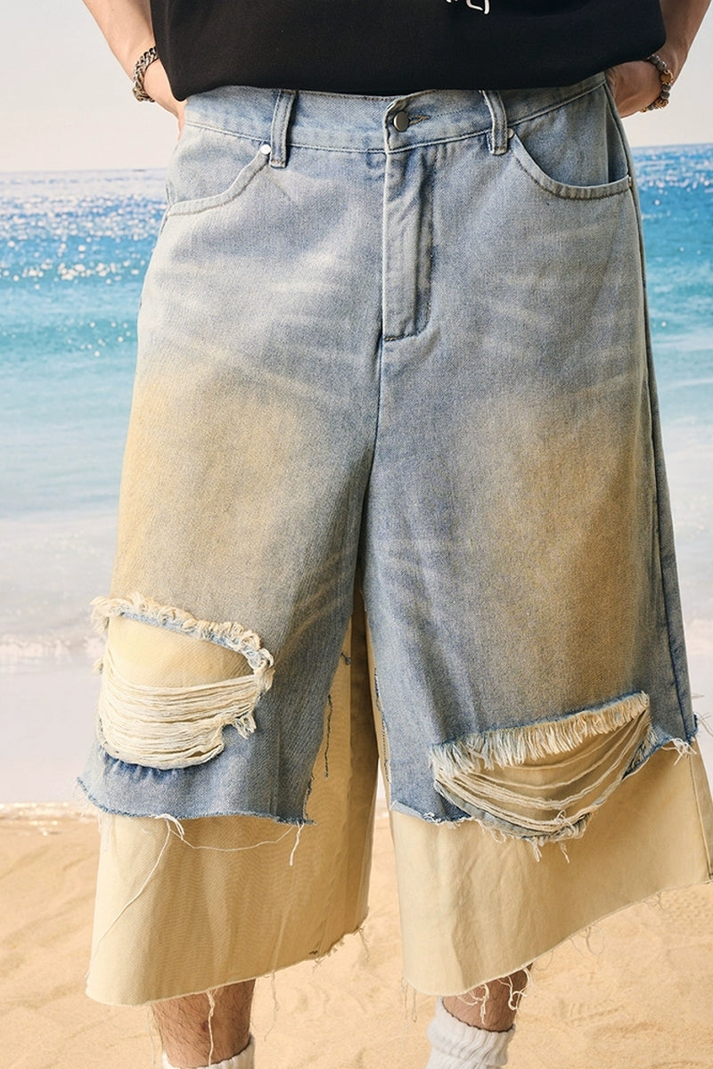 Frayed Light Wash Jorts