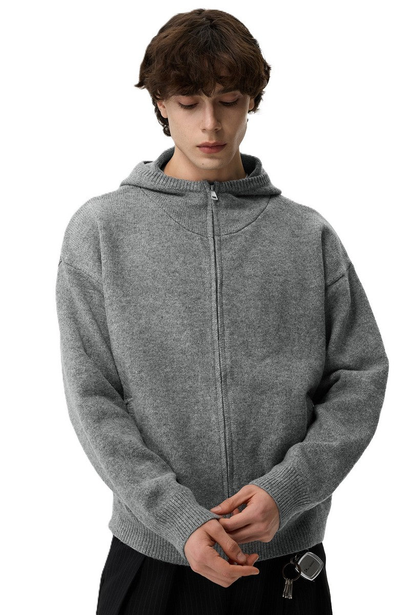 Hooded Wool Knit Sweater