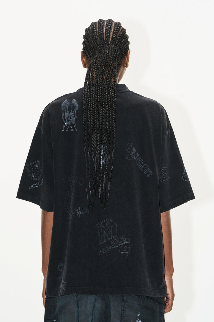 Washed Graffiti Print Tee